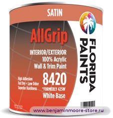 Florida Paints AllGrip Satin 8420 атласная эмаль для внутренних и наружных работ — фото | www.benjaminmoore-store.ru