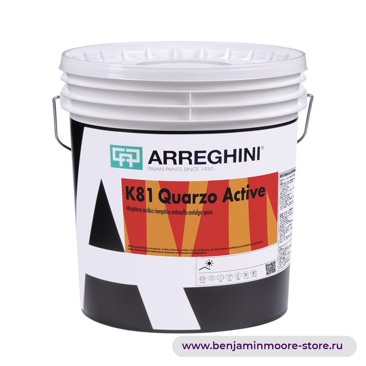 Arreghini K81 Quarzo Active акриловая матовая клеевая краска-заполнитель антиплесневая-антиводорослевая — фото | www.benjaminmoore-store.ru