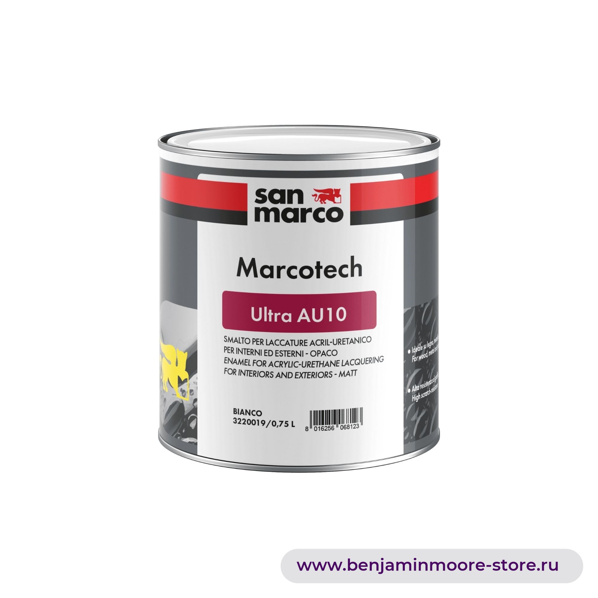 San Marco Marcotech Ultra Au10 акрил-уретановая водорастворимая эмаль для лакирования для внутренних и наружных работ - матовая — фото | www.benjaminmoore-store.ru