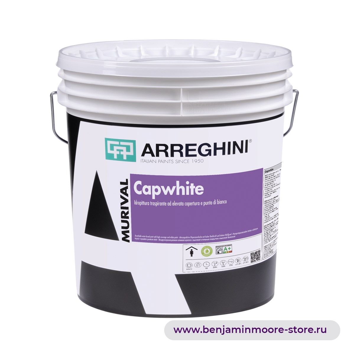 Arreghini Capwhite воздухопронецаемая клеевая краска с высокой степенью покрытия и высокой белизной — фото | www.benjaminmoore-store.ru
