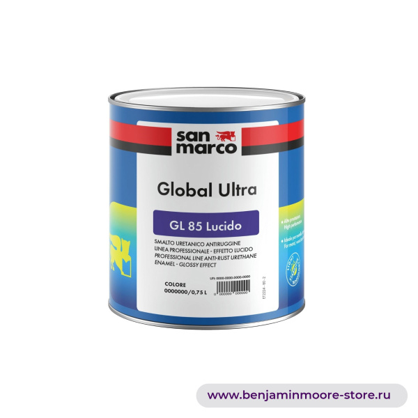 San Marco Global Ultra Gl 85 Lucido антикоррозийная уретановая эмаль, профессиональная линия - глянцевый эффект — фото | www.benjaminmoore-store.ru