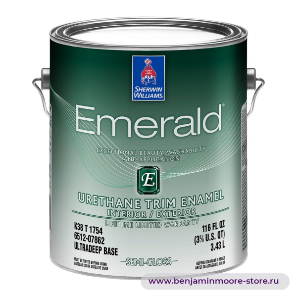 Sherwin-Williams Emerald® Urethane Trim Enamel Semi-Gloss полуглянцевая эмаль для внутренних и наружных работ — фото | www.benjaminmoore-store.ru