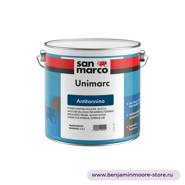 San Marco Unimarc Antitannino водорастворимая изоляционная основа/отделка, блокирует пятна на древесине, для внутренних/наружных работ — фото | www.benjaminmoore-store.ru