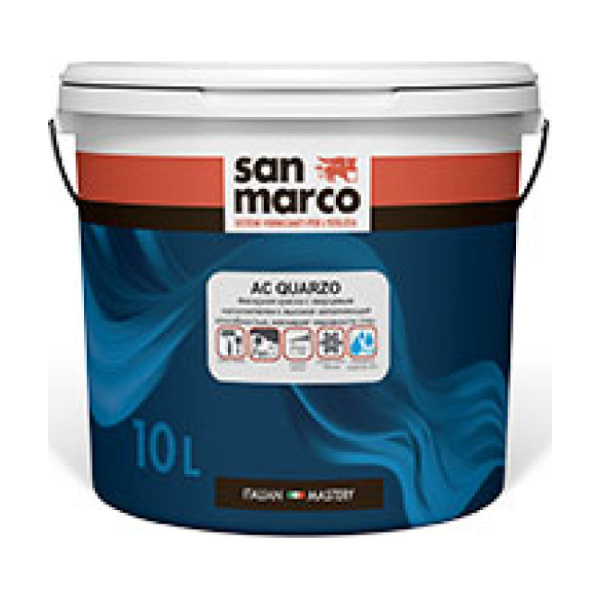 San Marco AcsilQuarzo акрил-силоксановая фасадная краска с кварцевым наполнителем — фото | www.benjaminmoore-store.ru