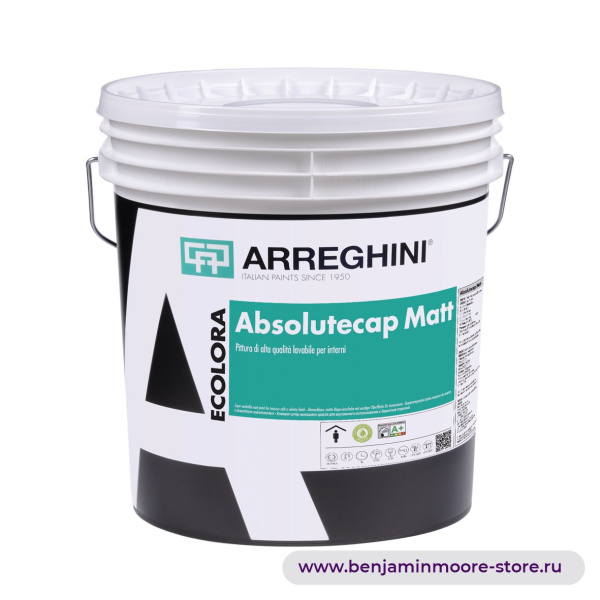 Arreghini Ecolora Absolutecap Matt супермоющаяся матовая интерьерная краска на водной основе с бархатистой поверхностью — фото | www.benjaminmoore-store.ru