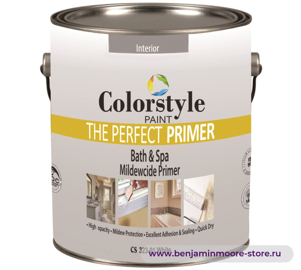 Грунтовка Colorstyle CS 323 The Perfect Primer Bath & Spa / Колорстайл CS 323 Зе Перфект Праймер Бас энд Спа грунт с защитой от плесени для ванных и кухонь — фото | www.benjaminmoore-store.ru