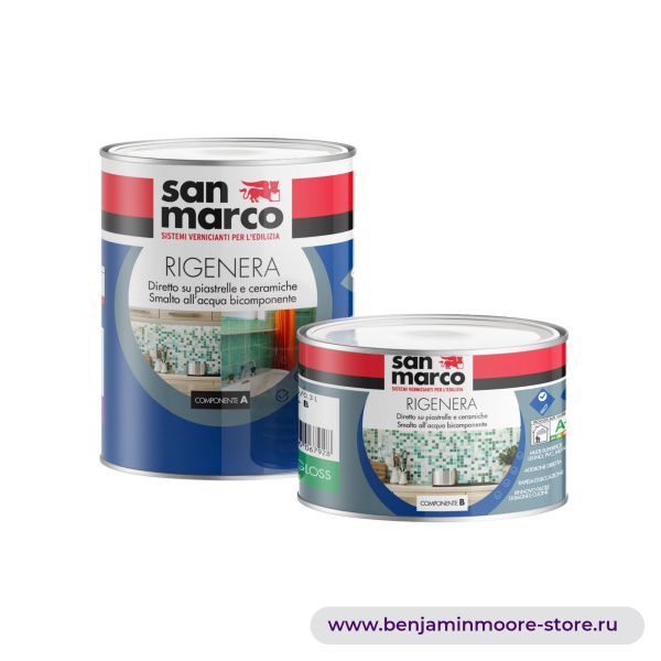 San Marco Rigenera Satin водная эмаль двухкомпонентная для восстановления плитки и других поверхностей в интерьере — фото | www.benjaminmoore-store.ru