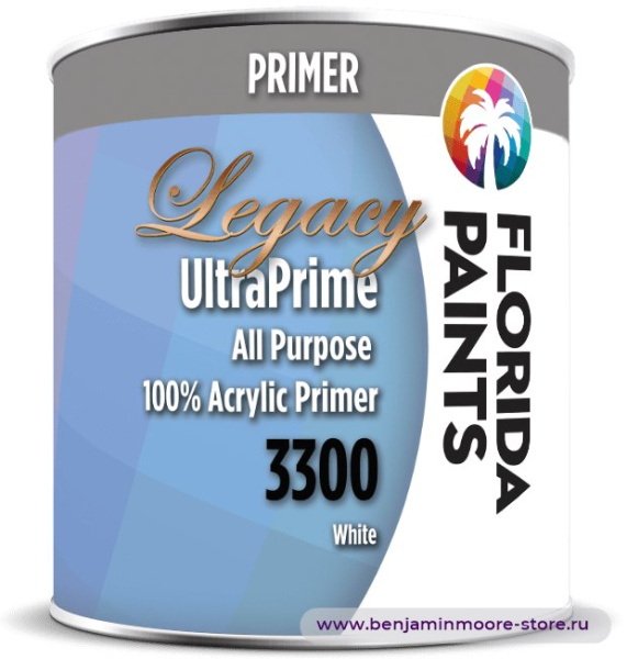 Грунтовка Florida Paints Legacy UltraPrime 3300 / Флорида Пэйнтс Легаси УльтраПрайм 3300 универсальный акриловый грунт для внутренних и наружных работ — фото | www.benjaminmoore-store.ru