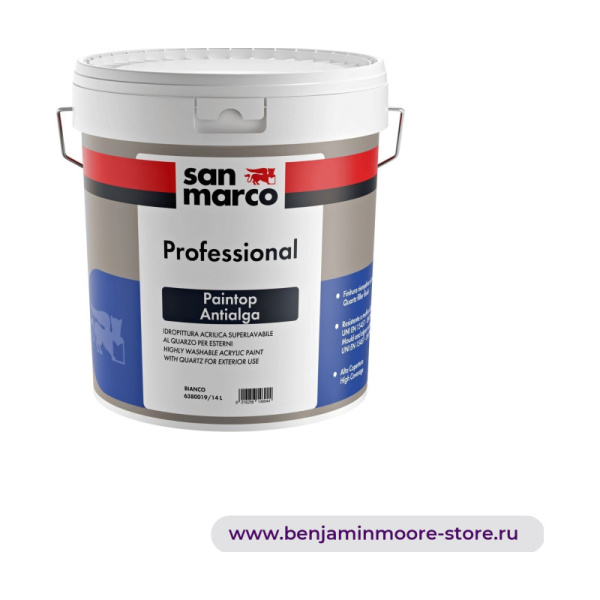 San Marco Paintop Antialga моющаяся краска с кварцем на водной основе для внешних поверхностей стен защита от плесени — фото | www.benjaminmoore-store.ru