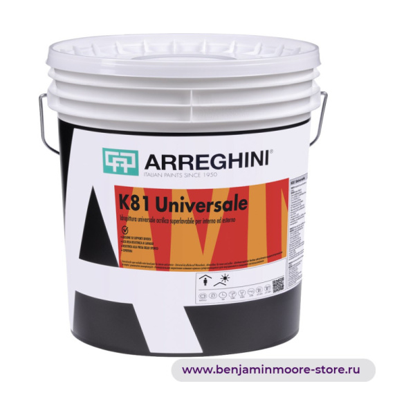 Arreghini K81 Universale универсальная акриловая клеевая краска супер-моющаяся для внутреннего и внешнего использования — фото | www.benjaminmoore-store.ru