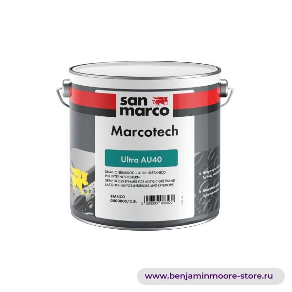 San Marco Marcotech Ultra Au40 акрил-уретановая водрастворимая эмаль для лакирования для внутренних и наружных работ - полуглянцевая — фото | www.benjaminmoore-store.ru