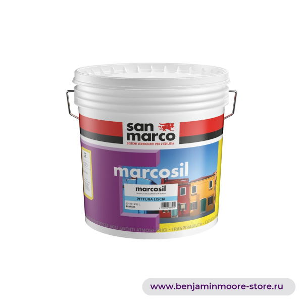 San Marco Marcosil Pittura Liscia силикатная краска для наружных работ — фото | www.benjaminmoore-store.ru