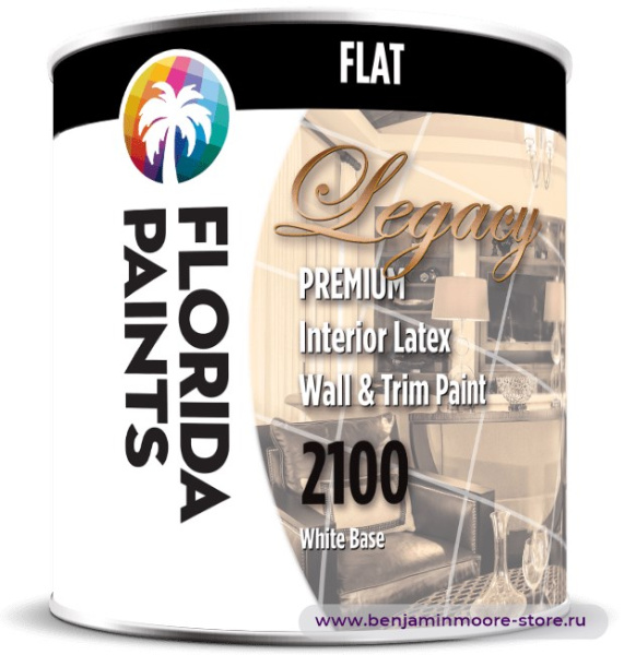 Краска Florida Paints FP2100 Interior Flat White Матовая Акриловая  краска 